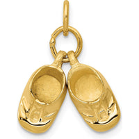 14K Yellow Gold 3D Moveable Baby Shoes Charm - 15mm Length