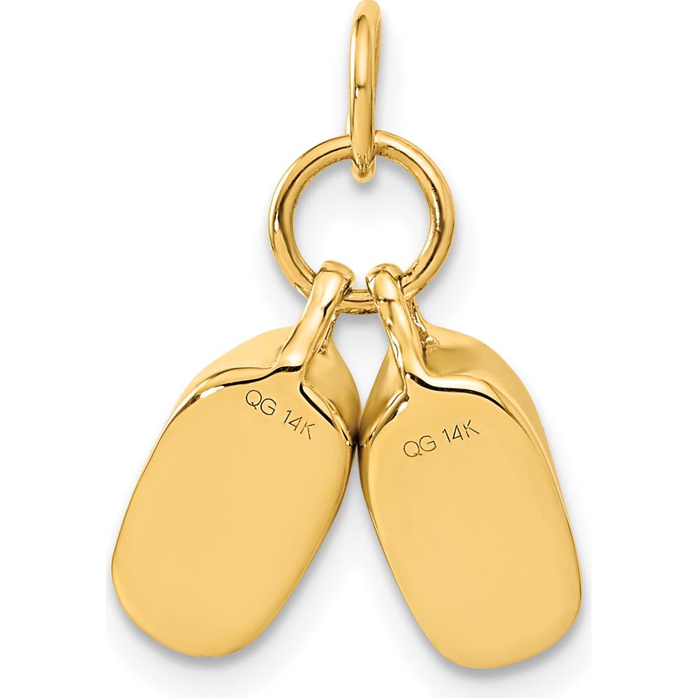 14K Yellow Gold 3D Moveable Baby Shoes Charm - 15mm Length