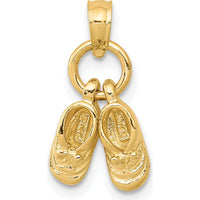 14K Yellow Gold 3D Moveable Baby Shoes Charm - A Playful Keepsake Pendant by Oro Pregiato