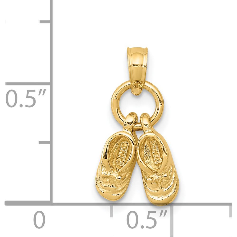 14K Yellow Gold 3D Moveable Baby Shoes Charm - A Playful Keepsake Pendant by Oro Pregiato