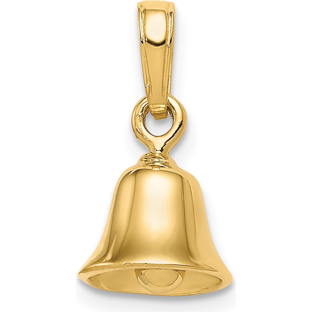 14K Yellow Gold 3D Moveable Bell Pendant - Polished Finish, 16mm Length by Oro Pregiato