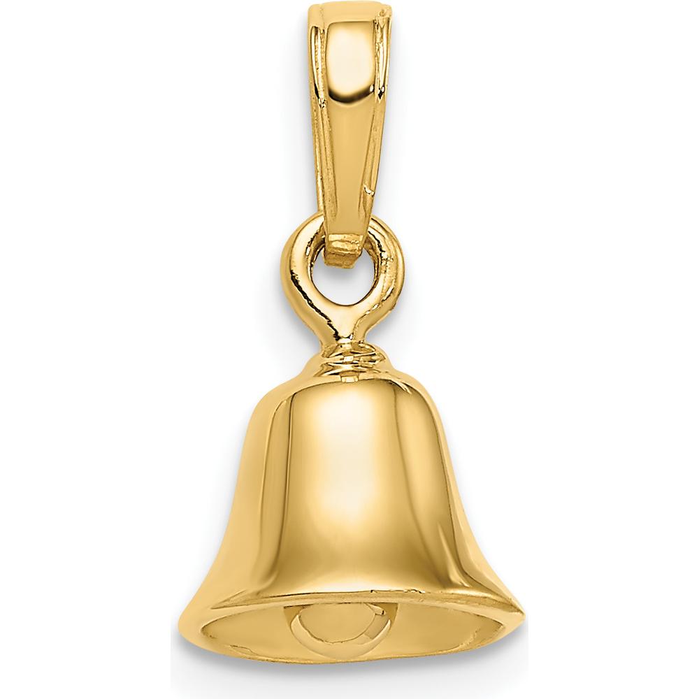 14K Yellow Gold 3D Moveable Bell Pendant - Polished Finish, 16mm Length by Oro Pregiato