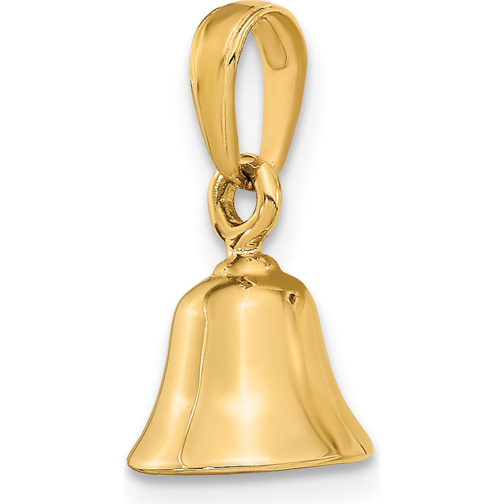 14K Yellow Gold 3D Moveable Bell Pendant - Polished Finish, 16mm Length by Oro Pregiato