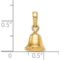 14K Yellow Gold 3D Moveable Bell Pendant - Polished Finish, 16mm Length by Oro Pregiato