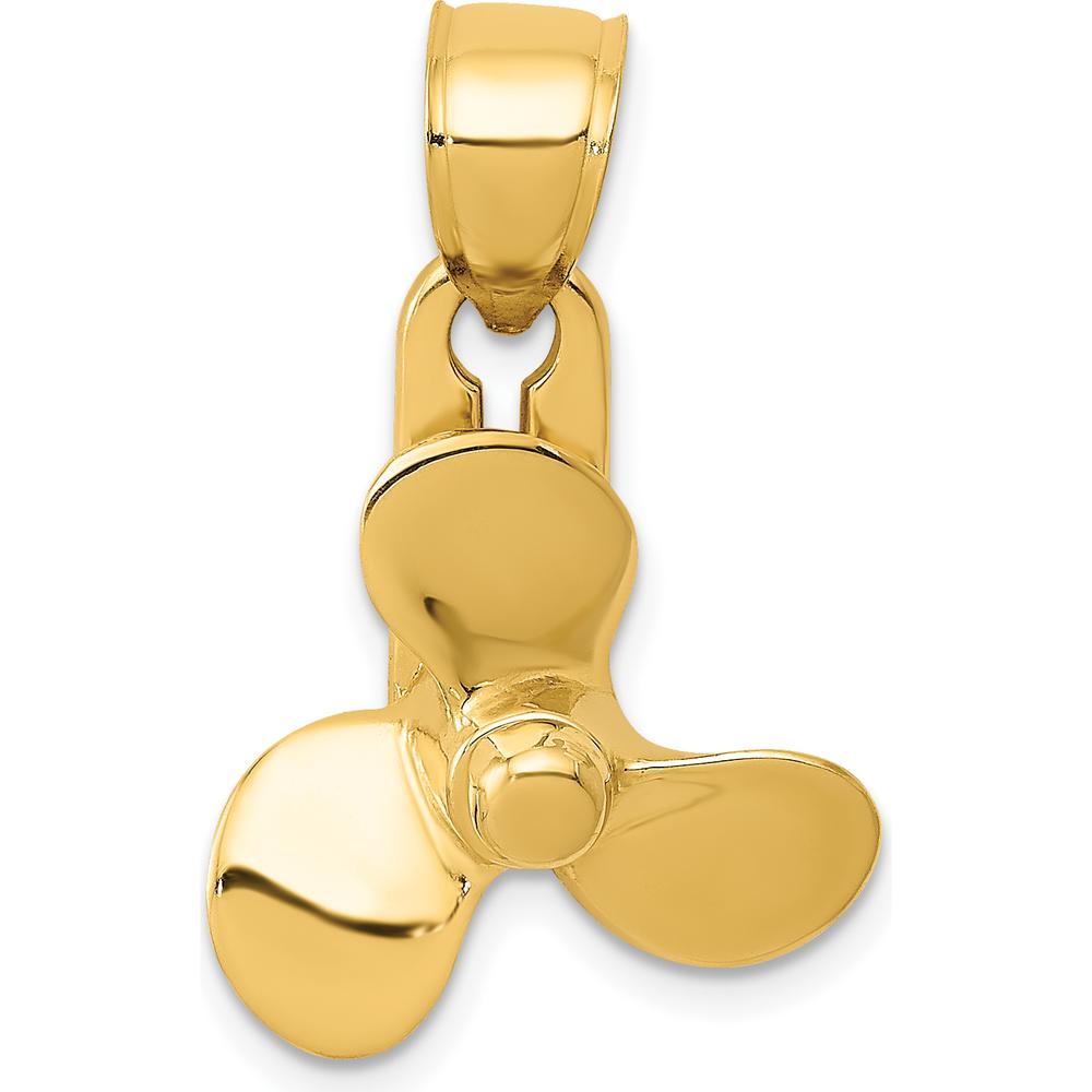 14K Yellow Gold 3D Moveable Blade Propeller Pendant - 27.5mm by Oro Pregiato