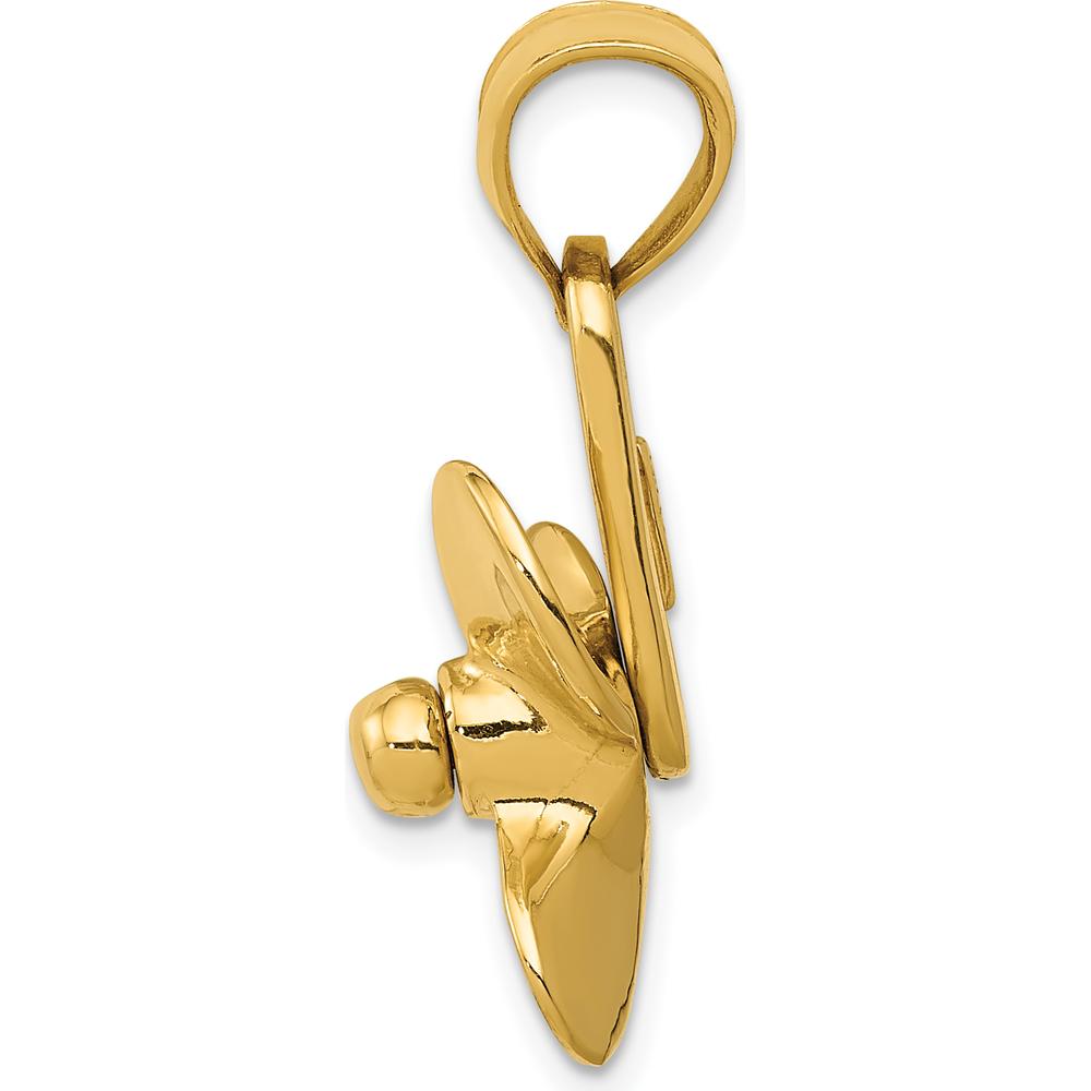 14K Yellow Gold 3D Moveable Blade Propeller Pendant - 27.5mm by Oro Pregiato