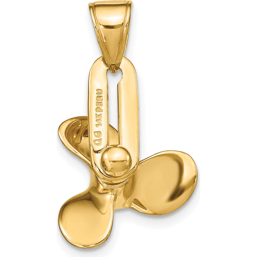 14K Yellow Gold 3D Moveable Blade Propeller Pendant - 27.5mm by Oro Pregiato