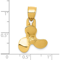 14K Yellow Gold 3D Moveable Blade Propeller Pendant - 27.5mm by Oro Pregiato