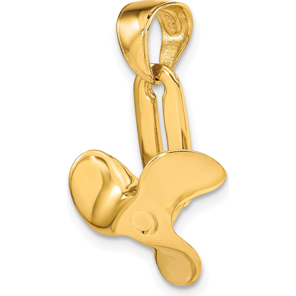 14K Yellow Gold 3D Moveable Blade Propeller Pendant - 27.5mm by Oro Pregiato