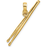 14K Yellow Gold 3D Moveable Drum Sticks Pendant Charm by Oro Pregiato
