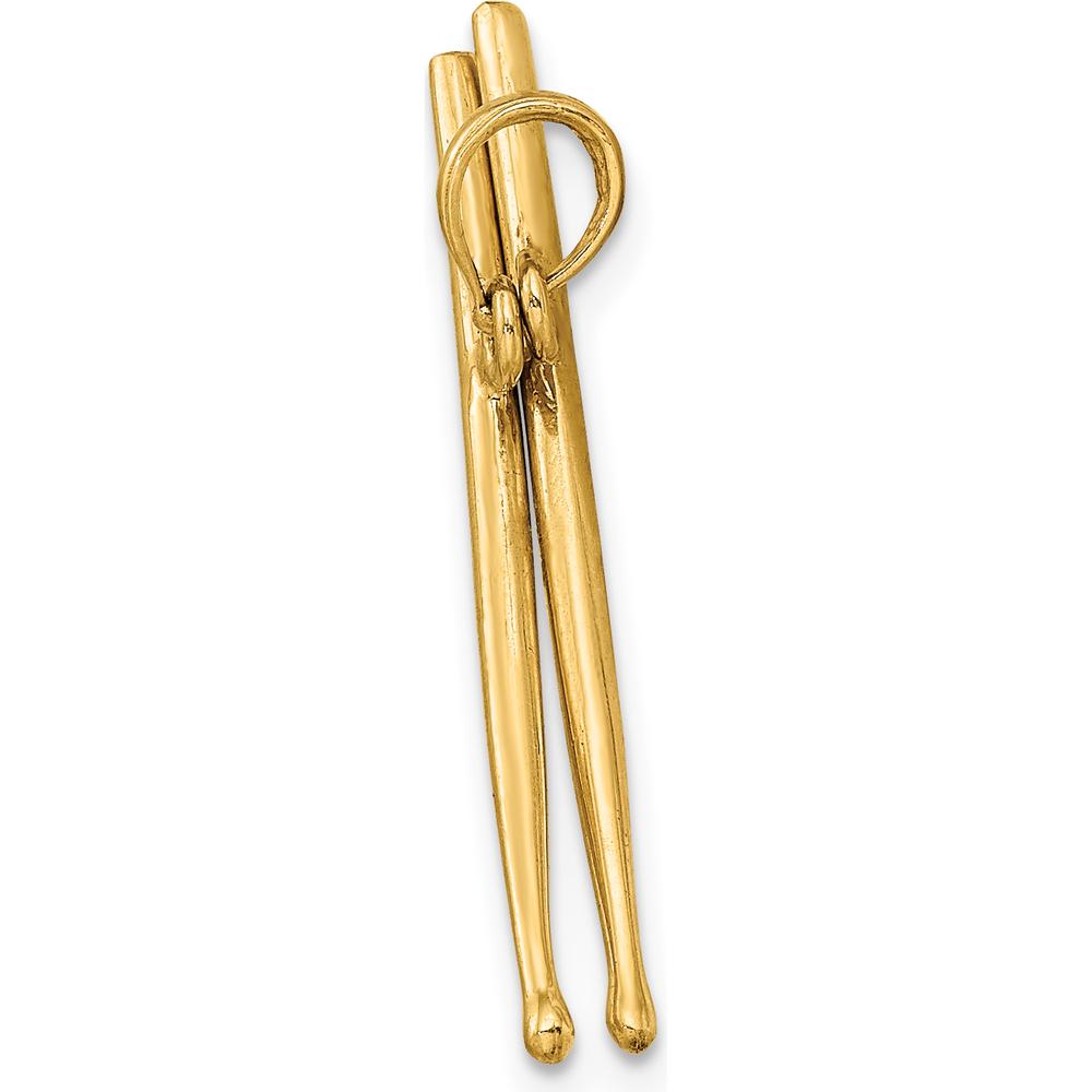 14K Yellow Gold 3D Moveable Drum Sticks Pendant Charm by Oro Pregiato