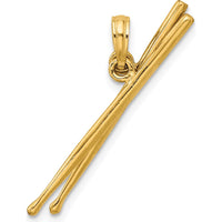 14K Yellow Gold 3D Moveable Drum Sticks Pendant Charm by Oro Pregiato