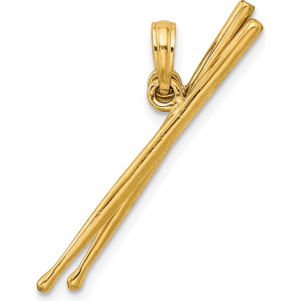 14K Yellow Gold 3D Moveable Drum Sticks Pendant Charm by Oro Pregiato