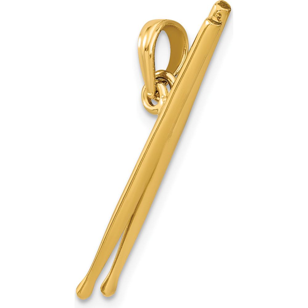 14K Yellow Gold 3D Moveable Drum Sticks Pendant Charm by Oro Pregiato