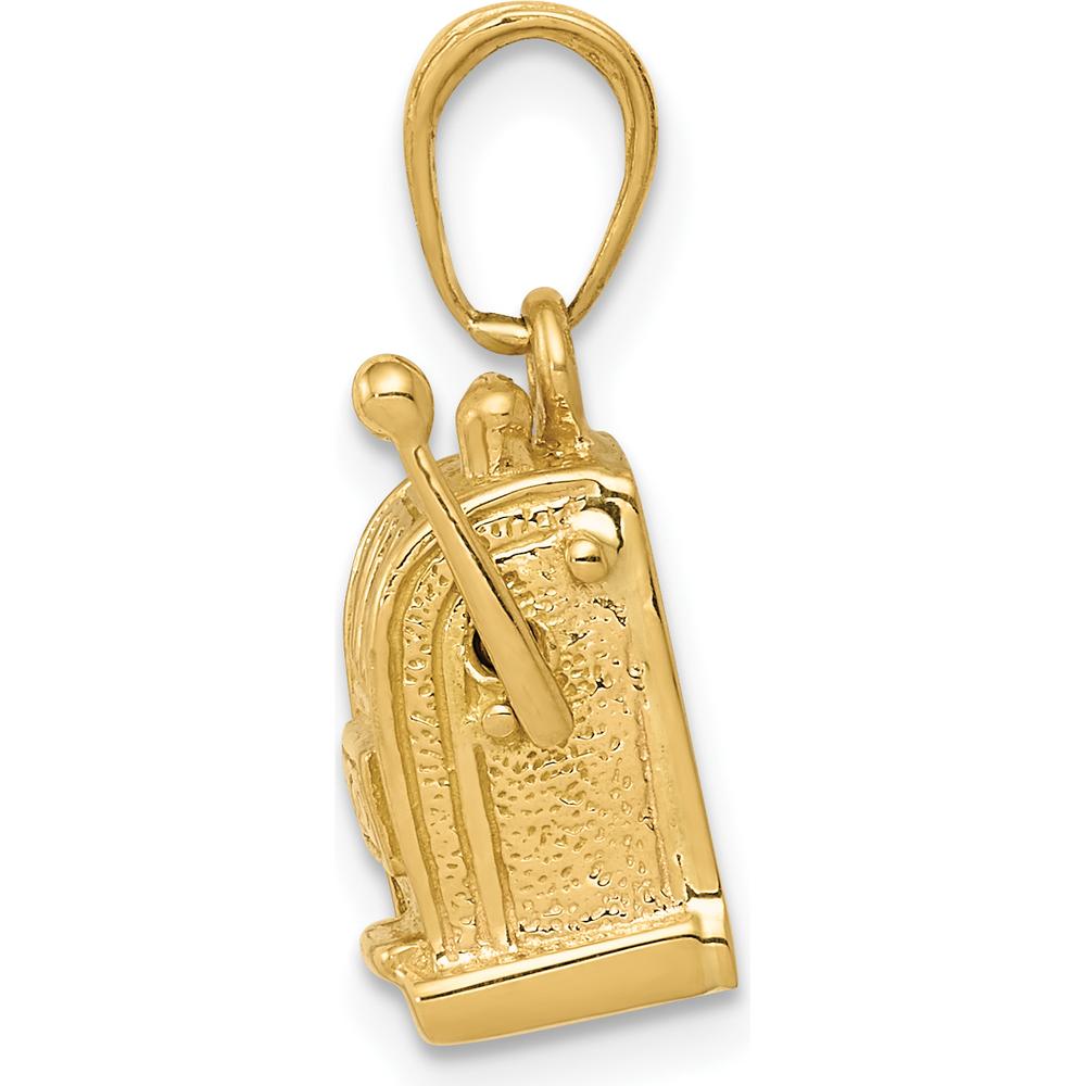 14K Yellow Gold 3D Moveable Handle Slot Machine Pendant by Oro Pregiato