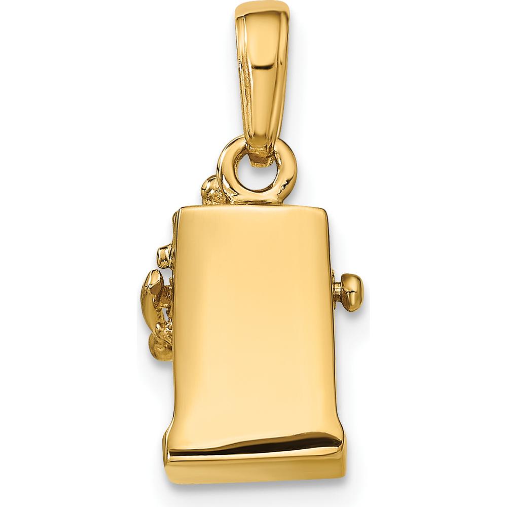 14K Yellow Gold 3D Moveable Handle Slot Machine Pendant by Oro Pregiato