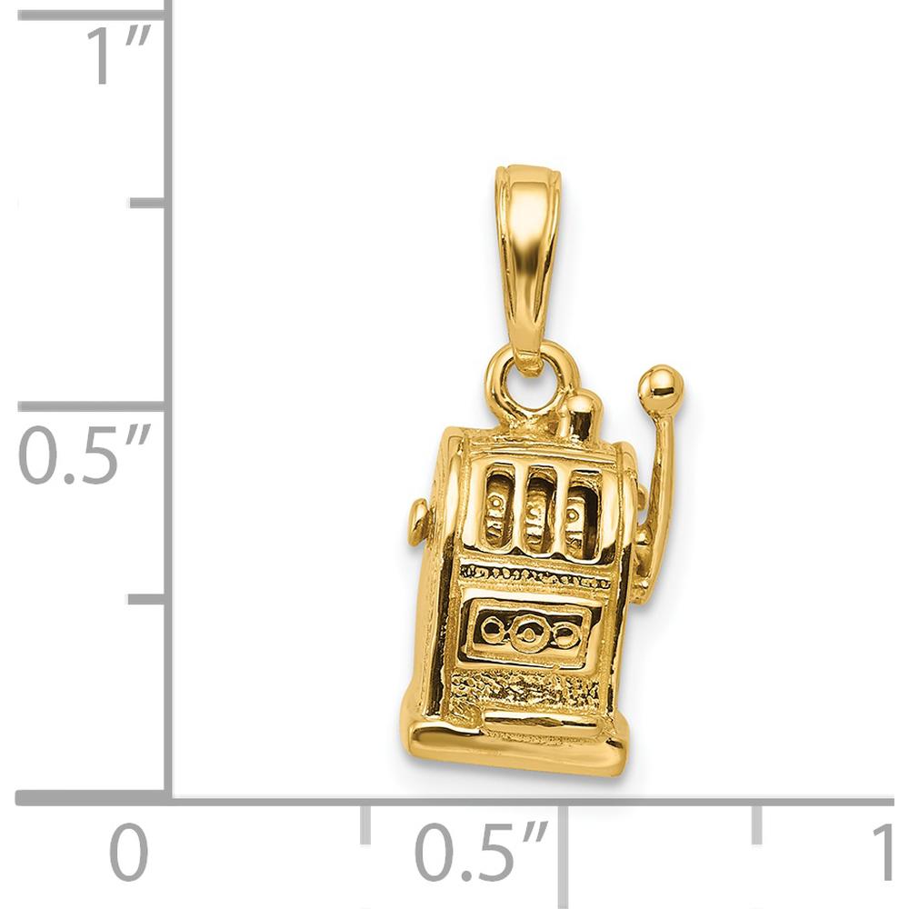 14K Yellow Gold 3D Moveable Handle Slot Machine Pendant by Oro Pregiato