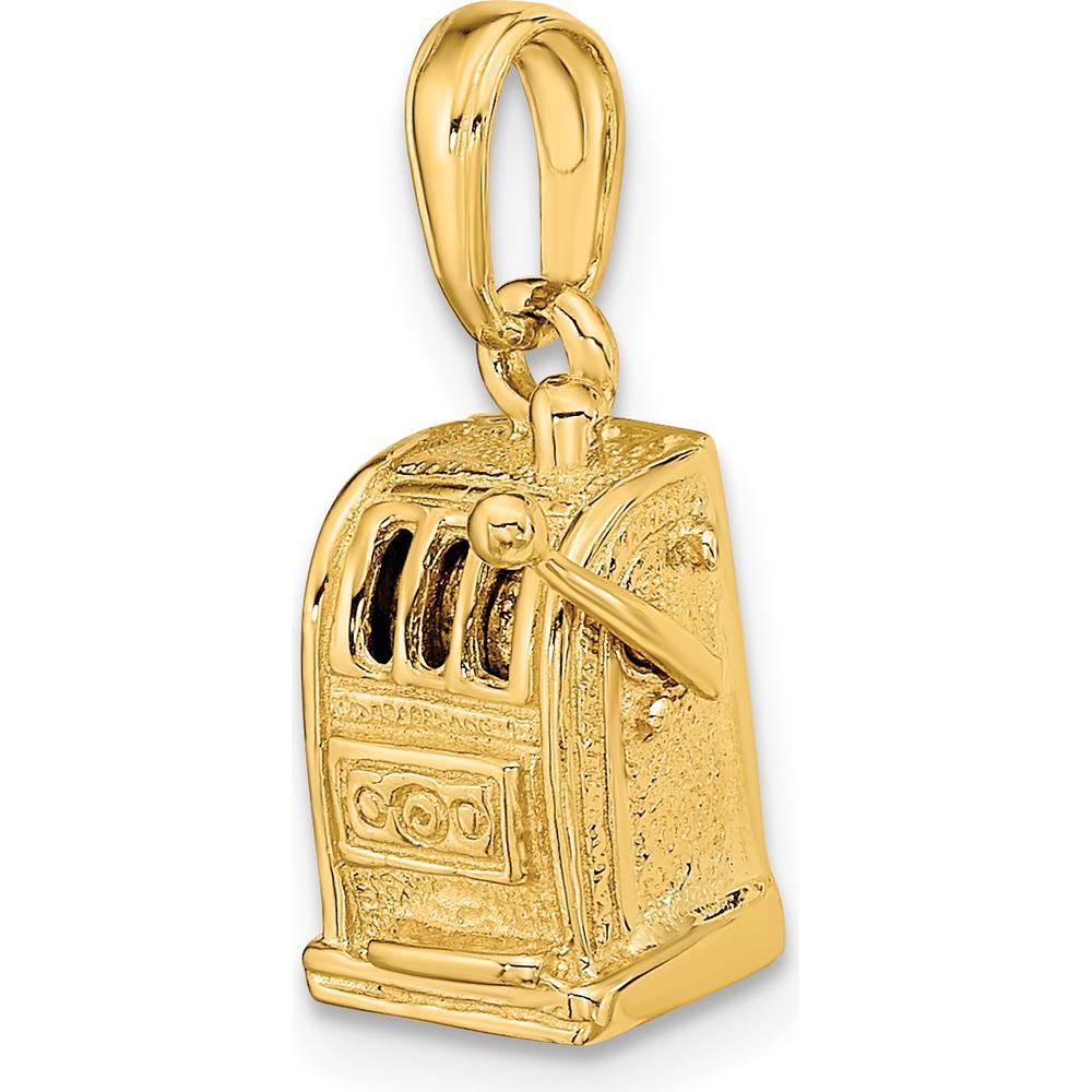 14K Yellow Gold 3D Moveable Handle Slot Machine Pendant by Oro Pregiato