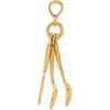 14K Yellow Gold 3D Moveable Knife, Fork, and Spoon Pendant - Polished Finish by Oro Pregiato