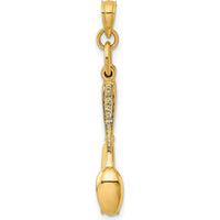 14K Yellow Gold 3D Moveable Knife, Fork, and Spoon Pendant - Polished Finish by Oro Pregiato