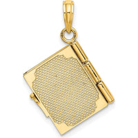 14K Yellow Gold 3D Moveable "My Love Story" Book Pendant with Enamel Accents by Oro Pregiato