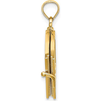 14K Yellow Gold 3D Moveable "My Love Story" Book Pendant with Pink Enamel and Gold Script by Oro Pregiato