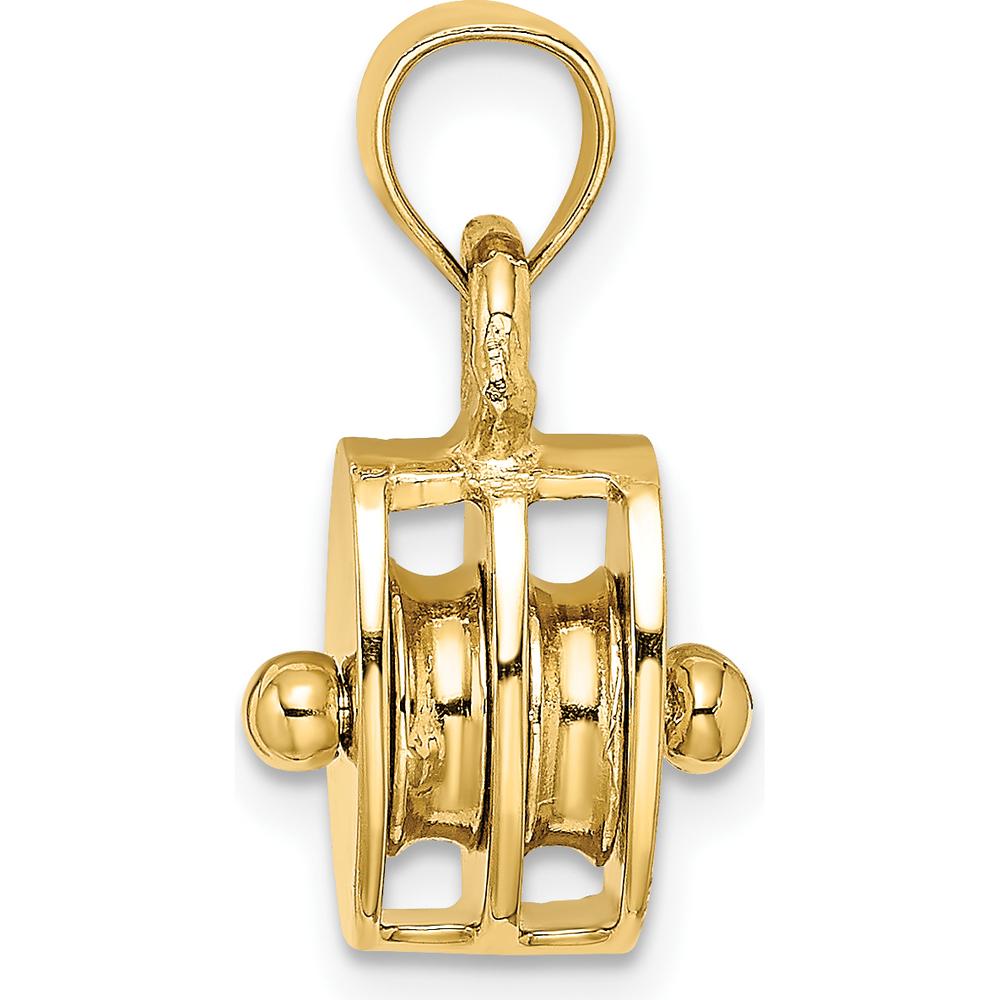 14K Yellow Gold 3D Moveable Pulley Charm - Polished Finish by Oro Pregiato