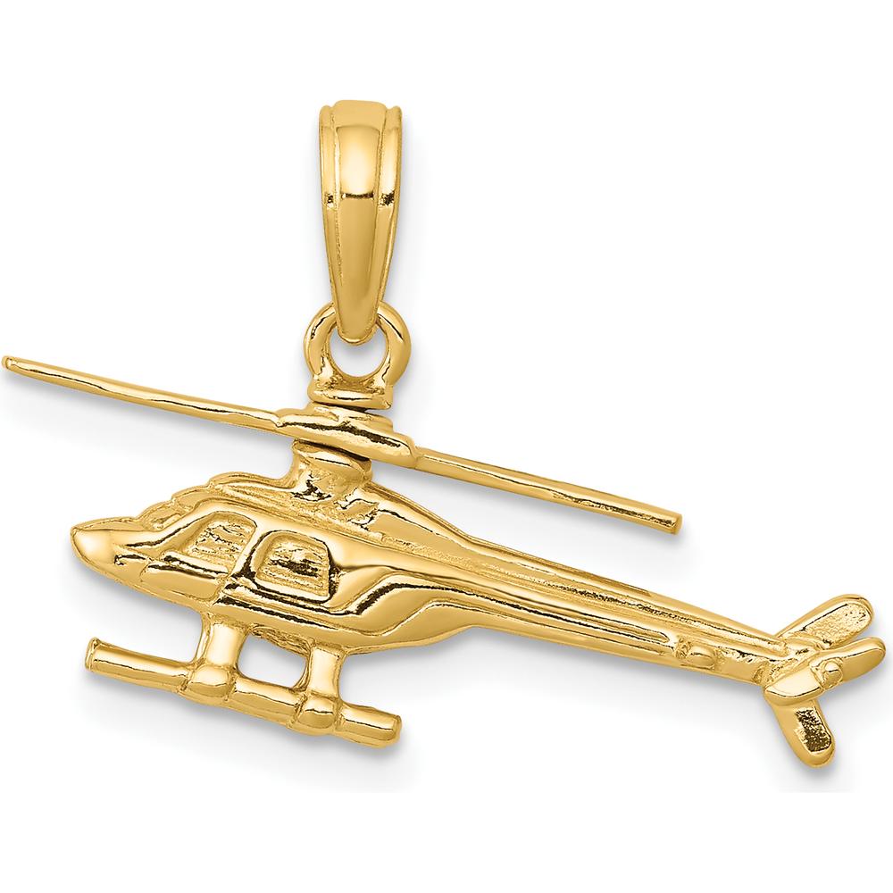 14K Yellow Gold 3D Moveable Rotor Helicopter Pendant - Polished Finish by Oro Pregiato