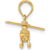 14K Yellow Gold 3D Moveable Rotor Helicopter Pendant - Polished Finish by Oro Pregiato