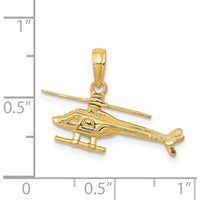 14K Yellow Gold 3D Moveable Rotor Helicopter Pendant - Polished Finish by Oro Pregiato
