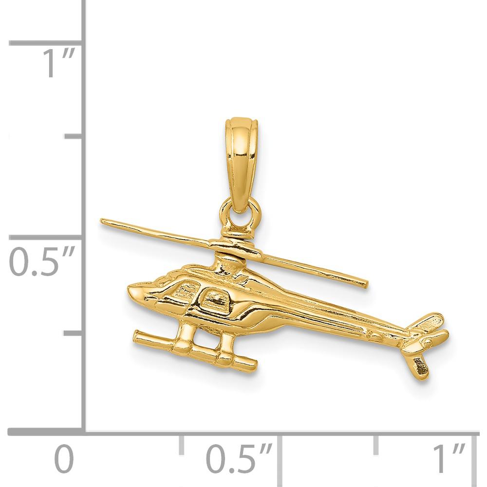 14K Yellow Gold 3D Moveable Rotor Helicopter Pendant - Polished Finish by Oro Pregiato