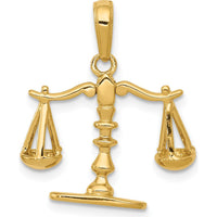 14K Yellow Gold 3D Moveable Scales of Justice Pendant - 20mm by Oro Pregiato