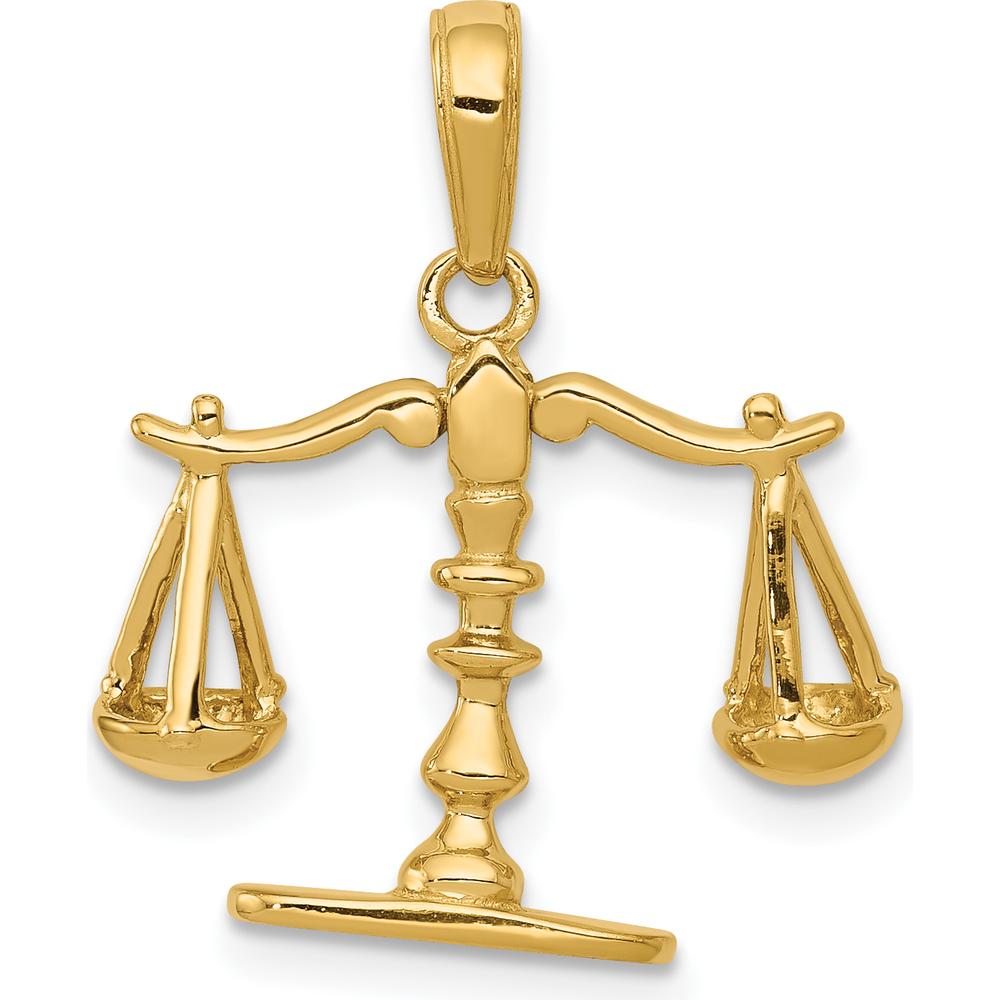 14K Yellow Gold 3D Moveable Scales of Justice Pendant - 20mm by Oro Pregiato