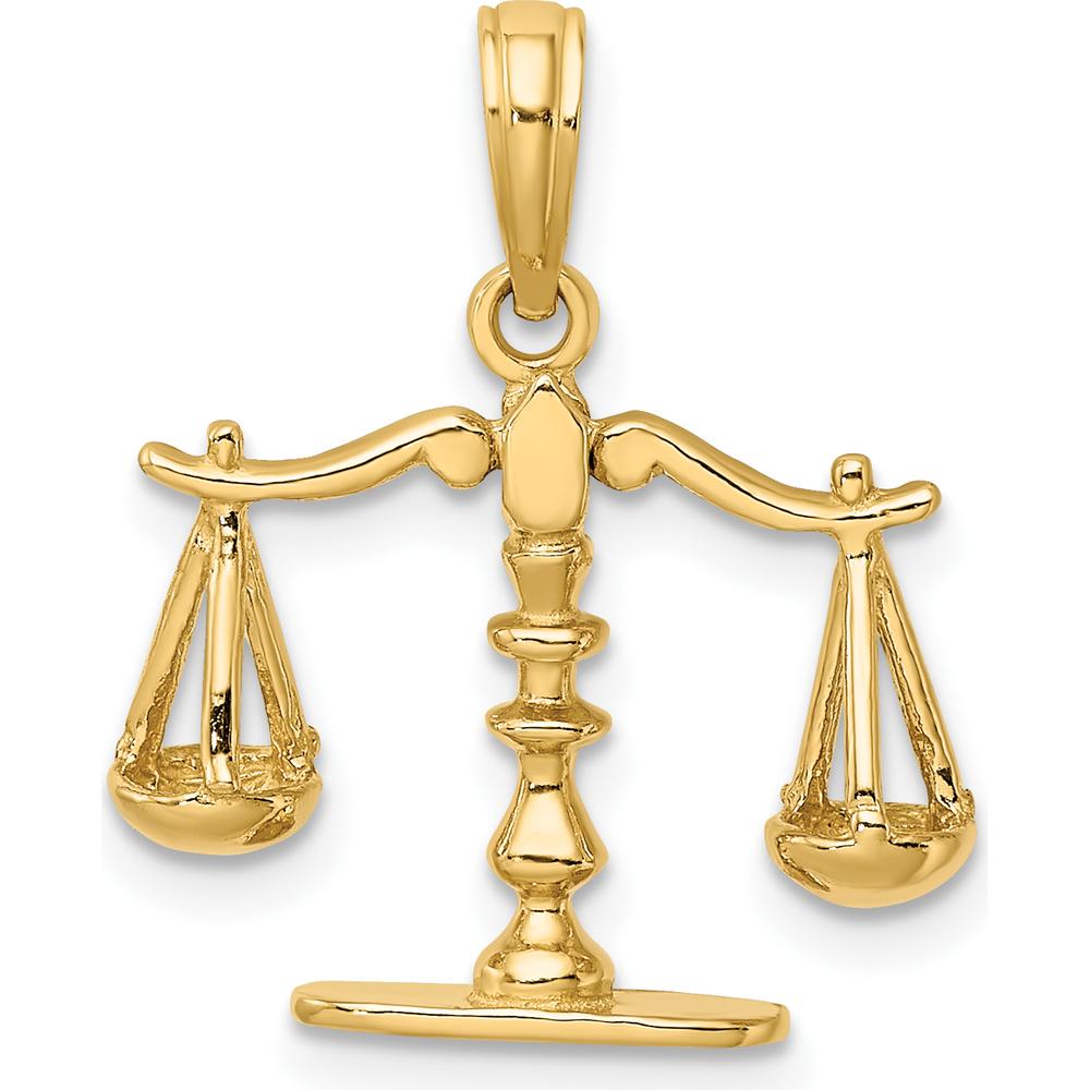 14K Yellow Gold 3D Moveable Scales of Justice Pendant - 20mm by Oro Pregiato