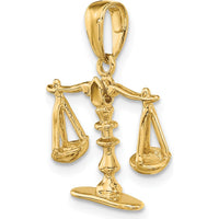 14K Yellow Gold 3D Moveable Scales of Justice Pendant - 20mm by Oro Pregiato