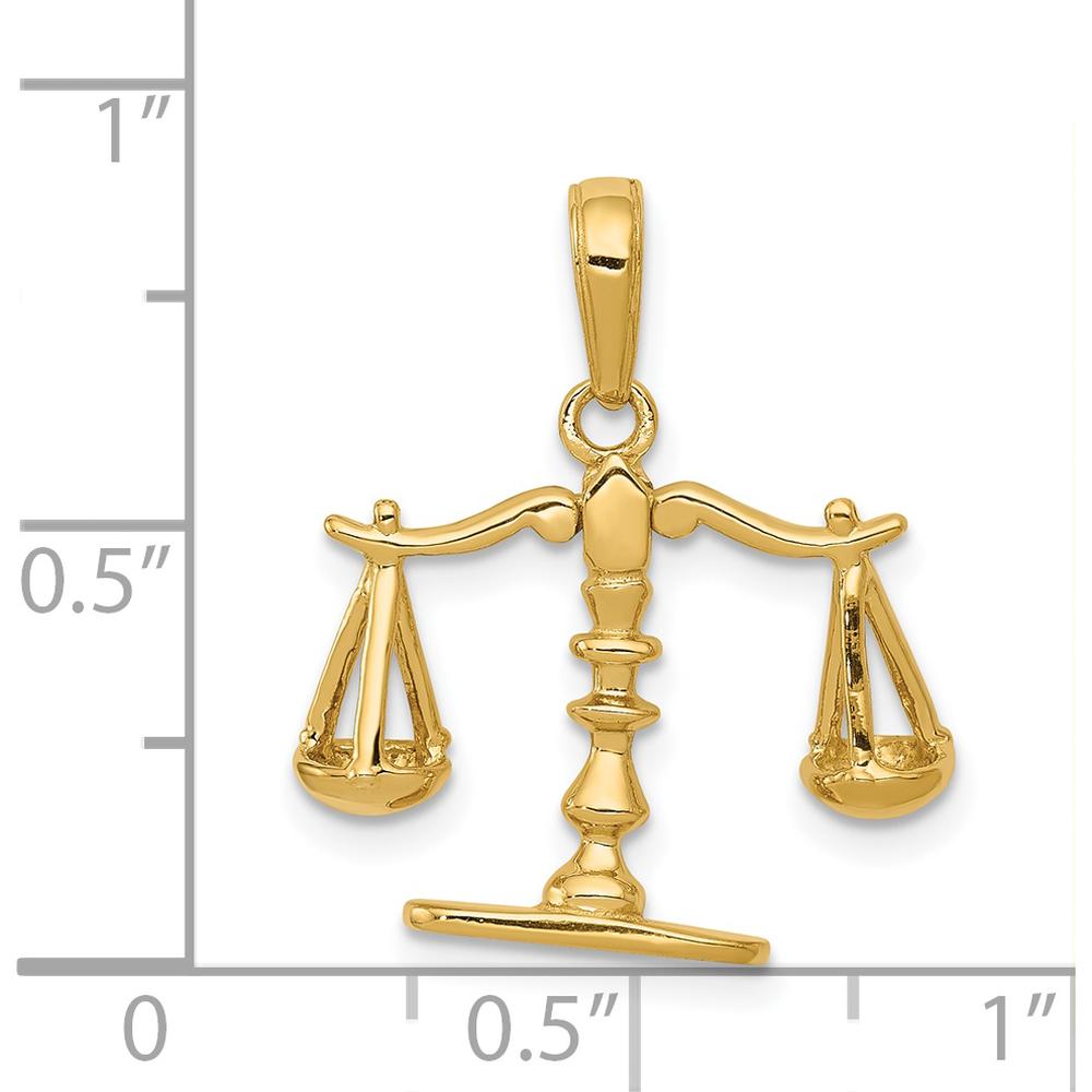 14K Yellow Gold 3D Moveable Scales of Justice Pendant - 20mm by Oro Pregiato