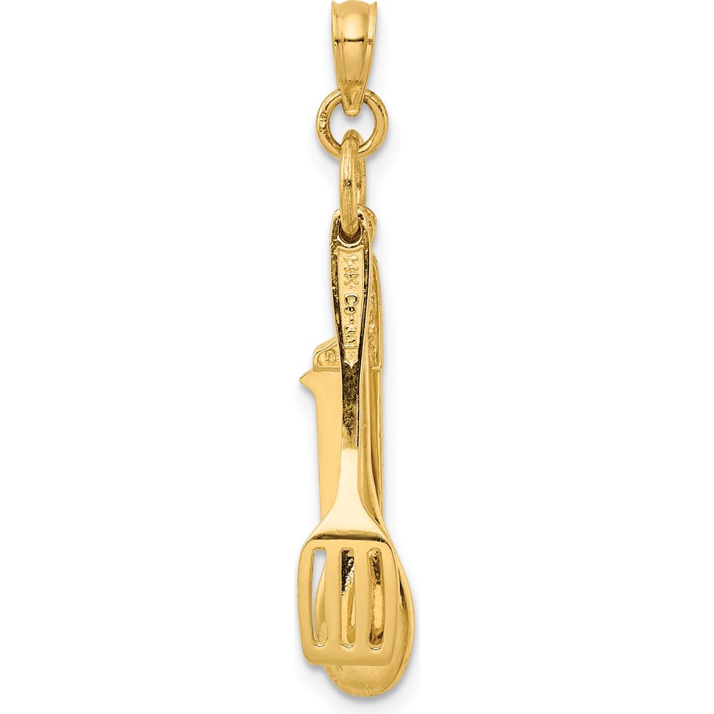 14K Yellow Gold 3D Moveable Spatula, Spoon, and Knife Charm - Culinary-Themed Pendant by Oro Pregiato