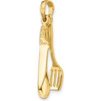 14K Yellow Gold 3D Moveable Spatula, Spoon, and Knife Charm - Culinary-Themed Pendant by Oro Pregiato