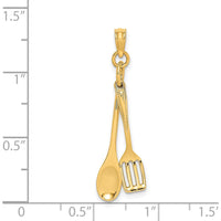 14K Yellow Gold 3D Moveable Spoon and Spatula Charm by Oro Pregiato
