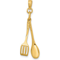 14K Yellow Gold 3D Moveable Spoon and Spatula Charm by Oro Pregiato