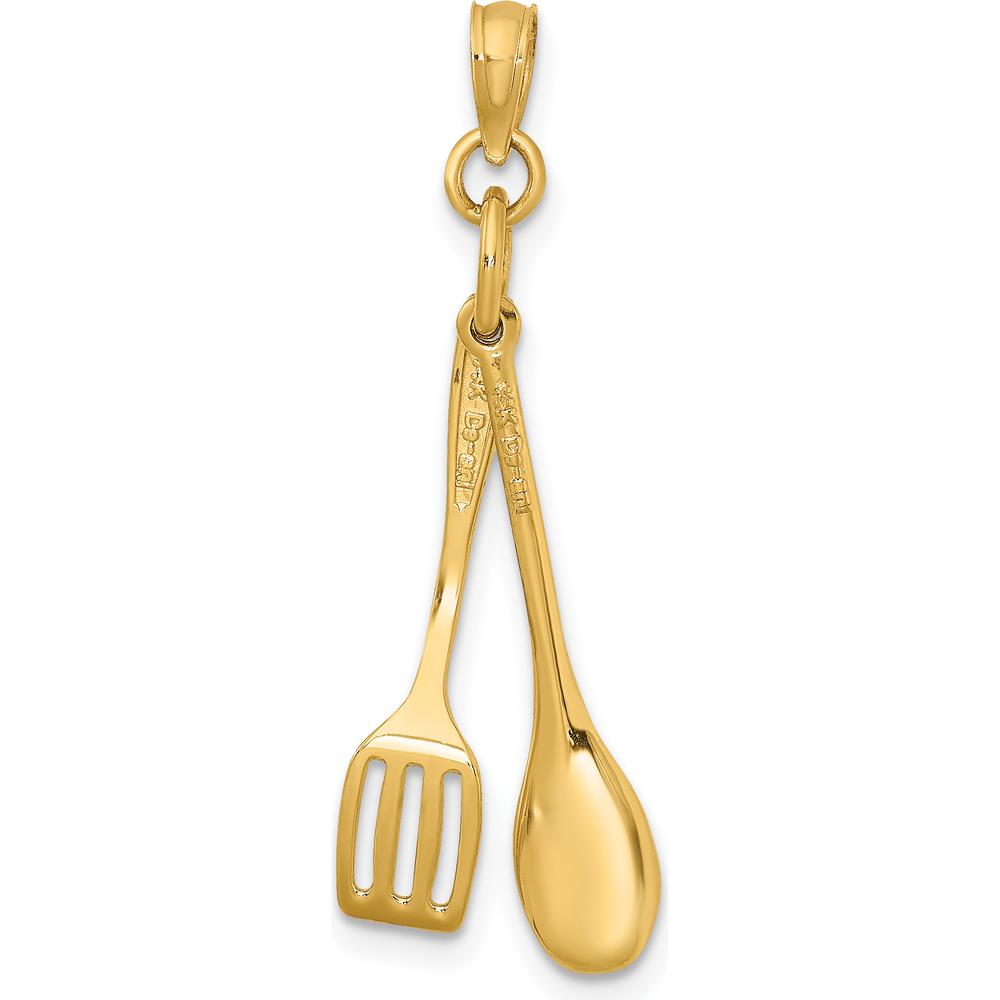 14K Yellow Gold 3D Moveable Spoon and Spatula Charm by Oro Pregiato