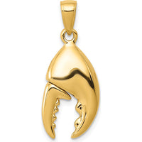 14K Yellow Gold 3D Moveable Stone Crab Claw Pendant by Oro Pregiato