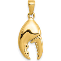 14K Yellow Gold 3D Moveable Stone Crab Claw Pendant by Oro Pregiato