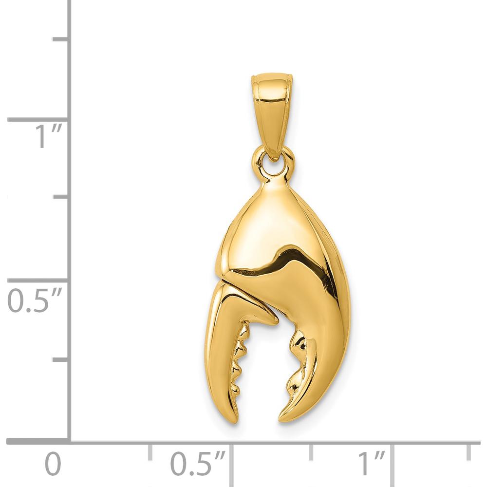14K Yellow Gold 3D Moveable Stone Crab Claw Pendant by Oro Pregiato