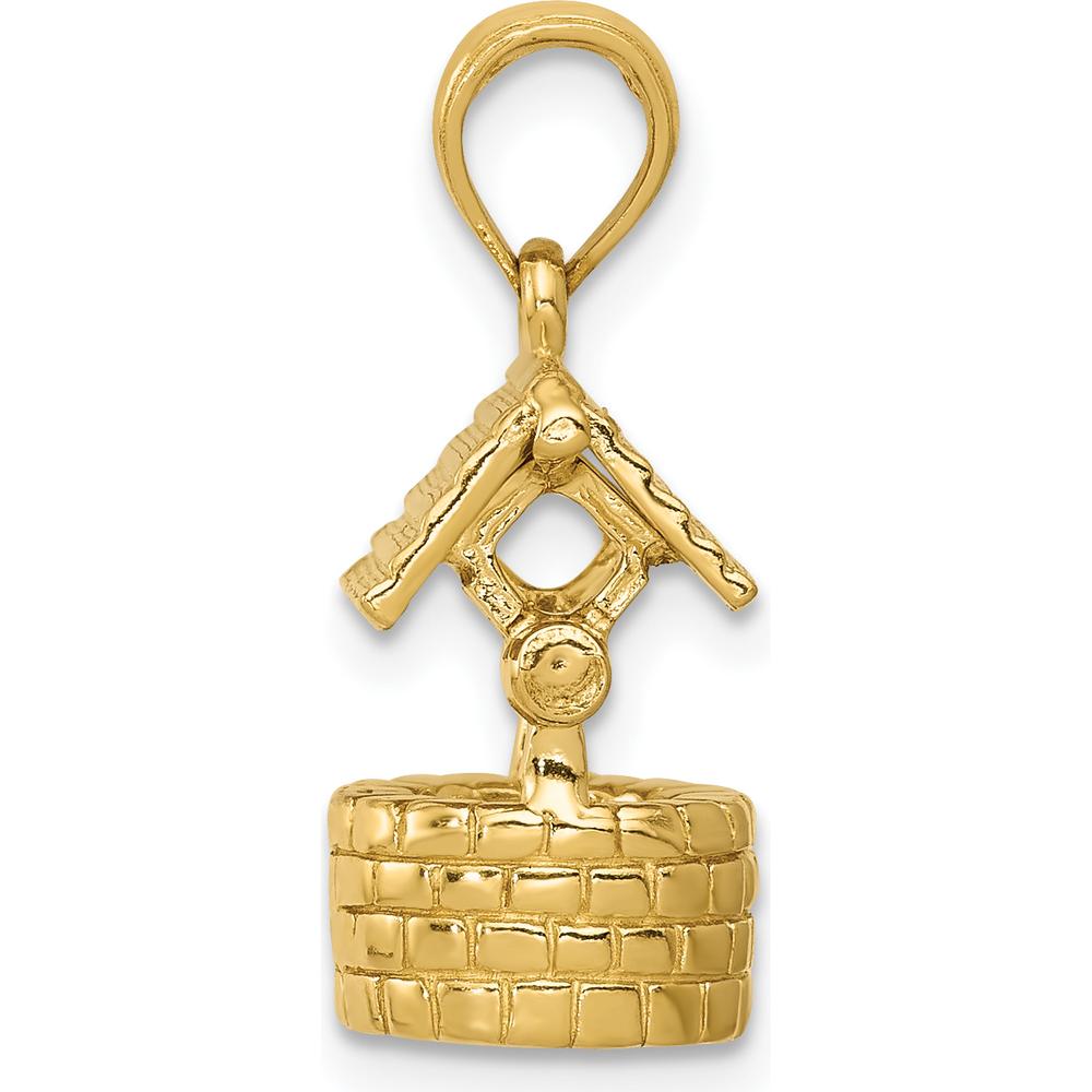 14K Yellow Gold 3D Moveable Wishing Well Charm with White Rhodium Accents by Oro Pregiato