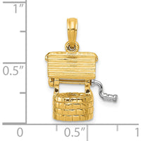 14K Yellow Gold 3D Moveable Wishing Well Charm with White Rhodium Accents by Oro Pregiato