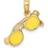 14K Yellow Gold 3D Moveable Yellow Enameled Sunglasses Pendant by Oro Pregiato