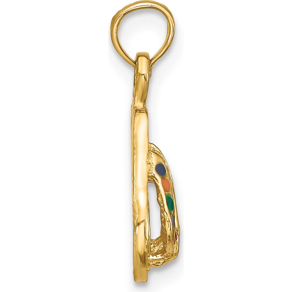 14K Yellow Gold 3D Multi-Color Enamel Double Flip-Flop Charm by Oro Pregiato