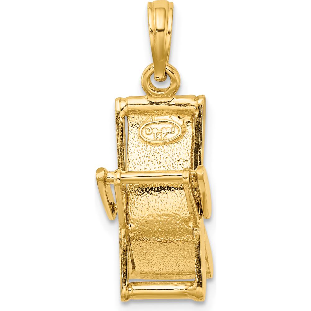 14K Yellow Gold 3D Multi-Color Enameled Beach Lounge with Moveable Support Chair Charm by Oro Pregiato
