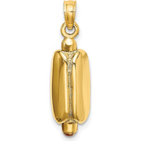 14K Yellow Gold 3D Multi-Color Enameled Hot Dog with Bun Pendant - 19.4mm Length by Oro Pregiato
